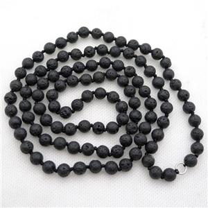black Lava stone mala chain for necklace with knot, approx 8mm, 108pcs per st [GB11925]