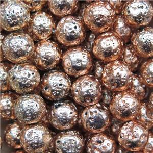 round Lava stone beads, rose golden, approx 10mm dia [GB11931-10MM]