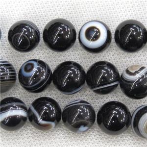 round natural Brazilian Agate Beads, eye, black, approx 16mm dia [GB11945-16MM]