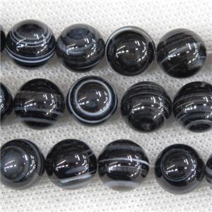 round natural Chinese Agate Beads, black, approx 8mm dia [GB11946-8MM]
