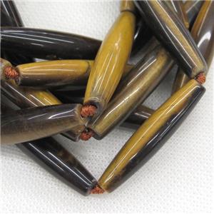 natural Tiger eye stone rice beads, approx 10x30mm, 12pcs per st [GB11951-10X30MM]
