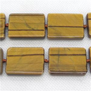 yellow Tiger eye stone rectangle beads, approx 22x32mm [GB11953-22X32MM]