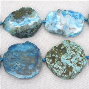 Ocean Agate slab beads, blue treated, approx 30-50mm [GB11959]