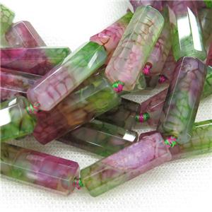 Natural Ice Veins Agate Column Beads Red Green Treated, approx 9-28mm, 13pcs per st [GB11964]