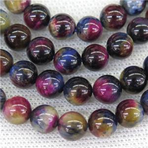 round Tiger eye stone beads, multi-color, approx 10mm dia [GB11966-10MM]