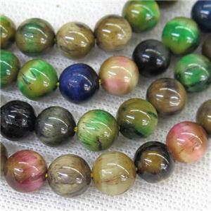 round Tiger eye stone beads, mix color, approx 12mm dia [GB11970-12MM]