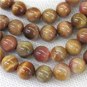 round Tiger eye stone beads, peach, approx 10mm dia [GB11971-10MM]