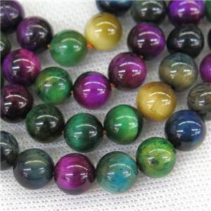 round Tiger eye stone beads, mixed color, approx 12mm dia [GB11972-12MM]