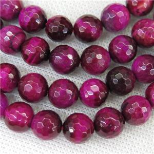faceted round Tiger eye stone beads, hotpink, approx 10mm dia [GB11974-10MM]