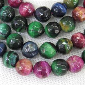 faceted round Tiger eye stone beads, mixed color, B-grade, approx 10mm dia [GB11976-10MM]