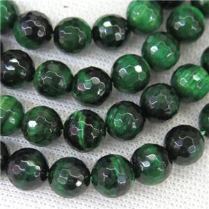 faceted round green Tiger eye stone beads, approx 8mm dia [GB11977-8MM]