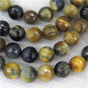 faceted round fancy Dream Tiger eye stone beads, approx 10mm dia [GB11978-10MM]