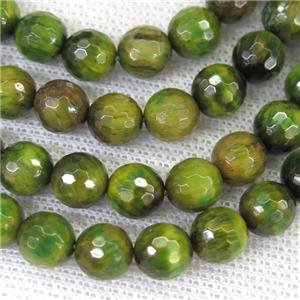 faceted round olive Tiger eye stone beads, approx 10mm dia [GB11979-10MM]