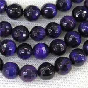 faceted round Tiger eye stone beads, lavender, approx 10mm dia [GB11983-10MM]