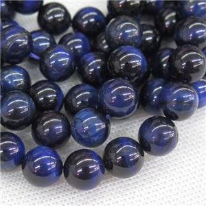 Tiger eye stone beads blue smooth round, approx 12mm dia [GB11984-12MM]