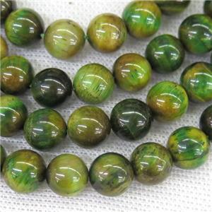 round Tiger eye stone beads, olive, approx 6mm dia [GB11987-6MM]