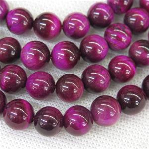 round hotpink Tiger eye stone beads, approx 6mm dia [GB11990-6MM]