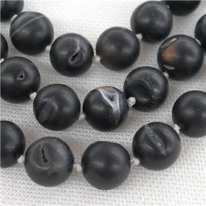 round black Agate Druzy beads, approx 14mm dia [GB12011-14MM]