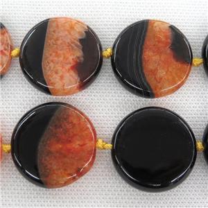 orange Druzy Agate circle coin beads, approx 30mm dia [GB12019-30MM]