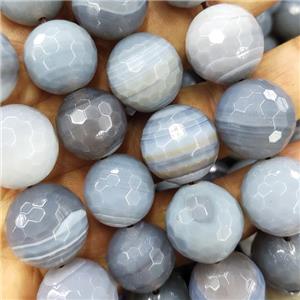 gray Botswana Agate beads, faceted round, approx 16mm dia [GB12061-16MM]