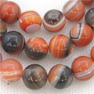 round striped Agate Beads, orange, approx 10mm dia [GB12062-10MM]