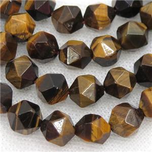 Tiger eye stone Beads, faceted round, starcut, approx 10mm dia [GB12074-10MM]
