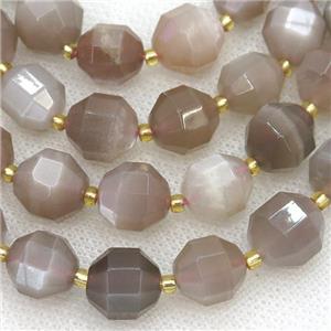 gray Moonstone beads, faceted bullet, approx 12mm dia [GB12077]