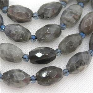 Labradorite Beads, faceted rice, approx 9x14mm [GB12091]