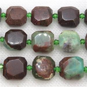 Australian Chrysoprase Beads, faceted square, approx 15mm [GB12096]