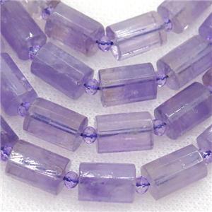 lt.purple Amethyst tube Beads, faceted column, approx 10x14mm [GB12108]