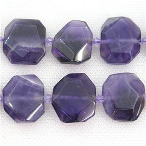 purple Amethyst Beads, faceted rectangle, approx 20-23mm [GB12139]
