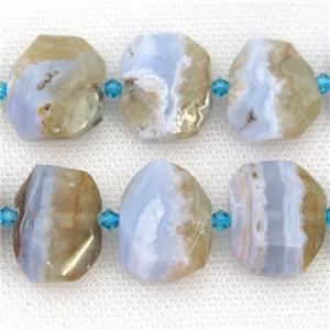 blue Lace Agate Beads, faceted rectangle, approx 20-23mm [GB12141]