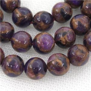 Assembled Gemstone Beads, round, purple, approx 12mm dia [GB12159-12MM]