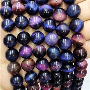 round Tiger eye stone beads, multicolor, approx 12mm dia [GB12175-12MM]