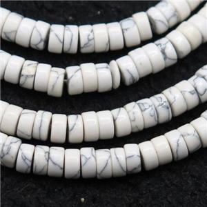 white Howlite Turquoise heishi beads, approx 2x4mm [GB12182]