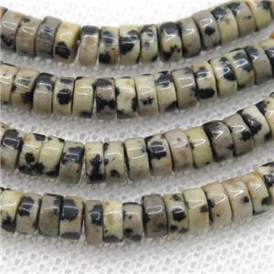 black spotted Dalmatian Jasper heishi beads, approx 2x4mm [GB12195]
