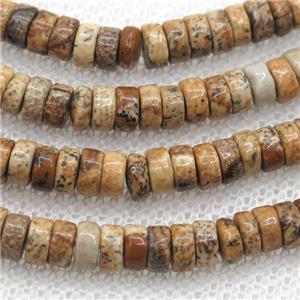 Picture Jasper heishi beads, approx 2x4mm [GB12198]