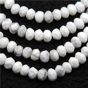 white howlite turquoise beads, faceted rondelle, approx 2x4mm [GB12200]
