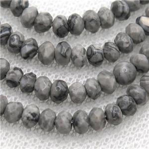 Gray Map Jasper Beads Faceted Rondelle, approx 2x4mm [GB12202]