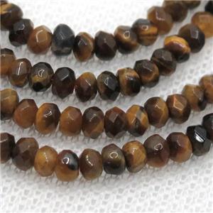 Tiger eye stone beads, faceted rondelle, approx 2x4mm [GB12204]