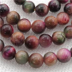 peach Tiger eye stone beads, round, approx 6mm dia [GB12214-6MM]