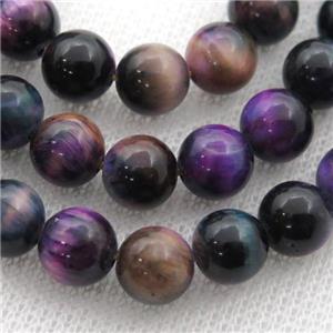 purple Tiger eye stone beads, round, approx 6mm dia [GB12215-6MM]