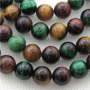 multicolor Tiger eye stone beads, round, approx 6mm dia [GB12216-6MM]