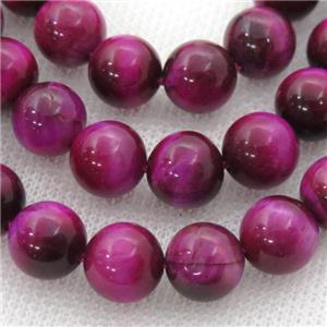 hotpink Tiger eye stone beads, round, approx 12mm dia [GB12219-12MM]