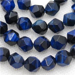 blue Tiger eye stone beads, faceted round, approx 10mm dia [GB12224-10MM]