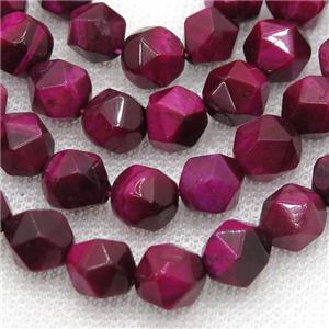 hotpink Tiger eye stone beads, faceted round, approx 6mm dia [GB12225-6MM]