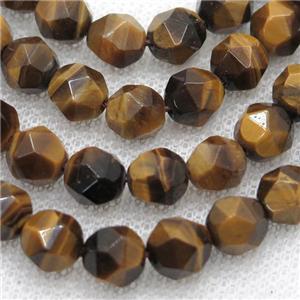 natural Tiger eye stone beads, starcut, faceted round, approx 10mm dia [GB12229-10MM]