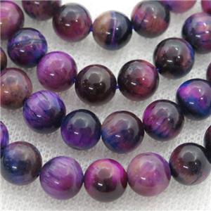 purple Tiger eye stone beads, round, approx 6mm dia [GB12230-6MM]
