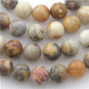 yellow Crazy Agate Beads, round, approx 4mm dia [GB12240-4MM]