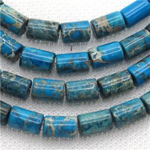 blue Imperial Jasper tube beads, approx 6x8mm [GB12279]
